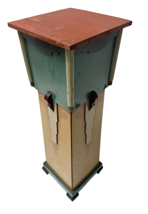 Art Deco Amsterdamse Schoo Hand-Painted Decorativel Pedestal, 1920s